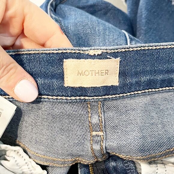 Mother The Weekender Fray Flare Mid Rise Jeans Connect The Dots Blue 27 - Picture 3 of 13